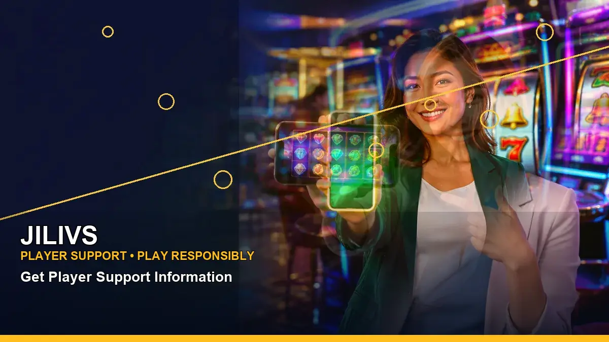 JILIVS coins casino cashback rewards featuring an adult Filipina casino host with a right-framed composition