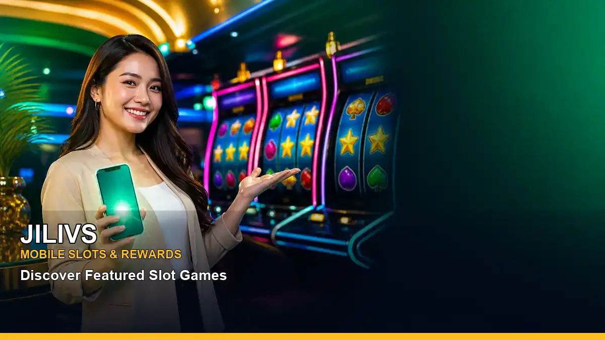 JILIVS casino first deposit rewards featuring an adult Filipina casino host with a radiant composition