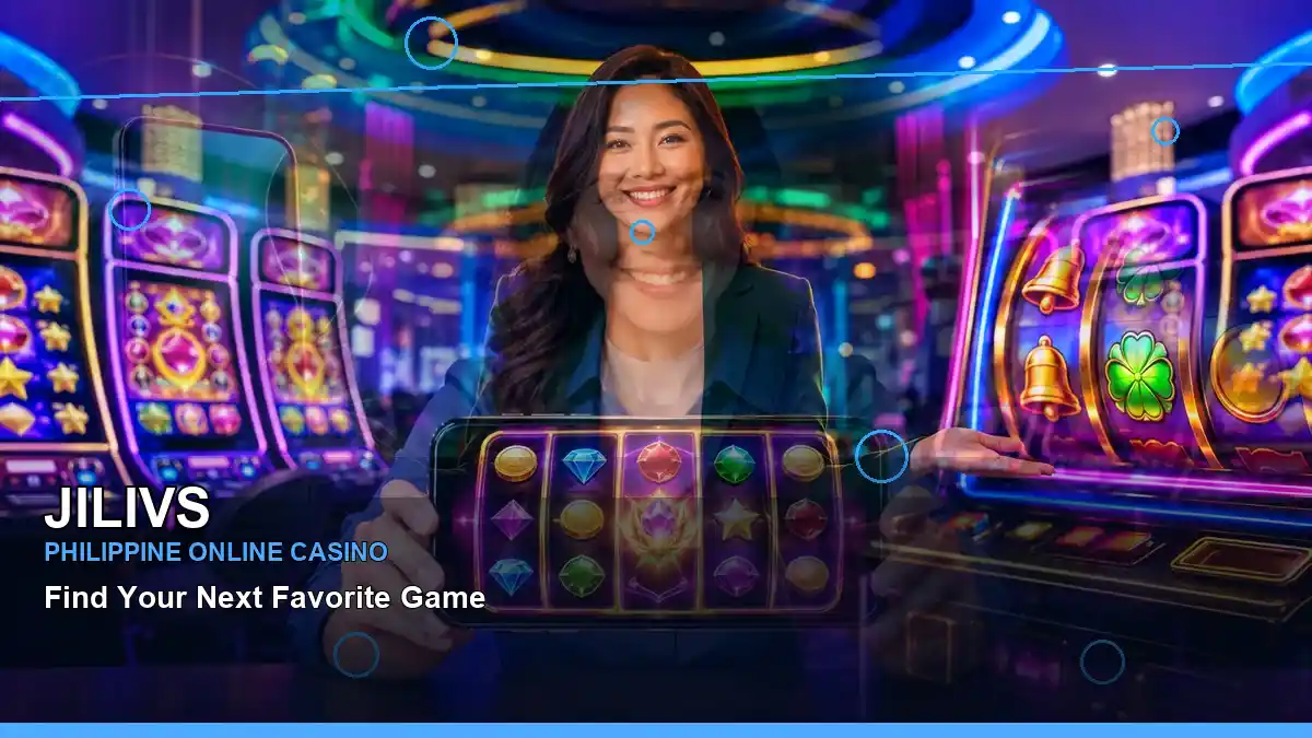 JILIVS Philippines casino guide with centered mobile casino app and an adult Filipina casino host