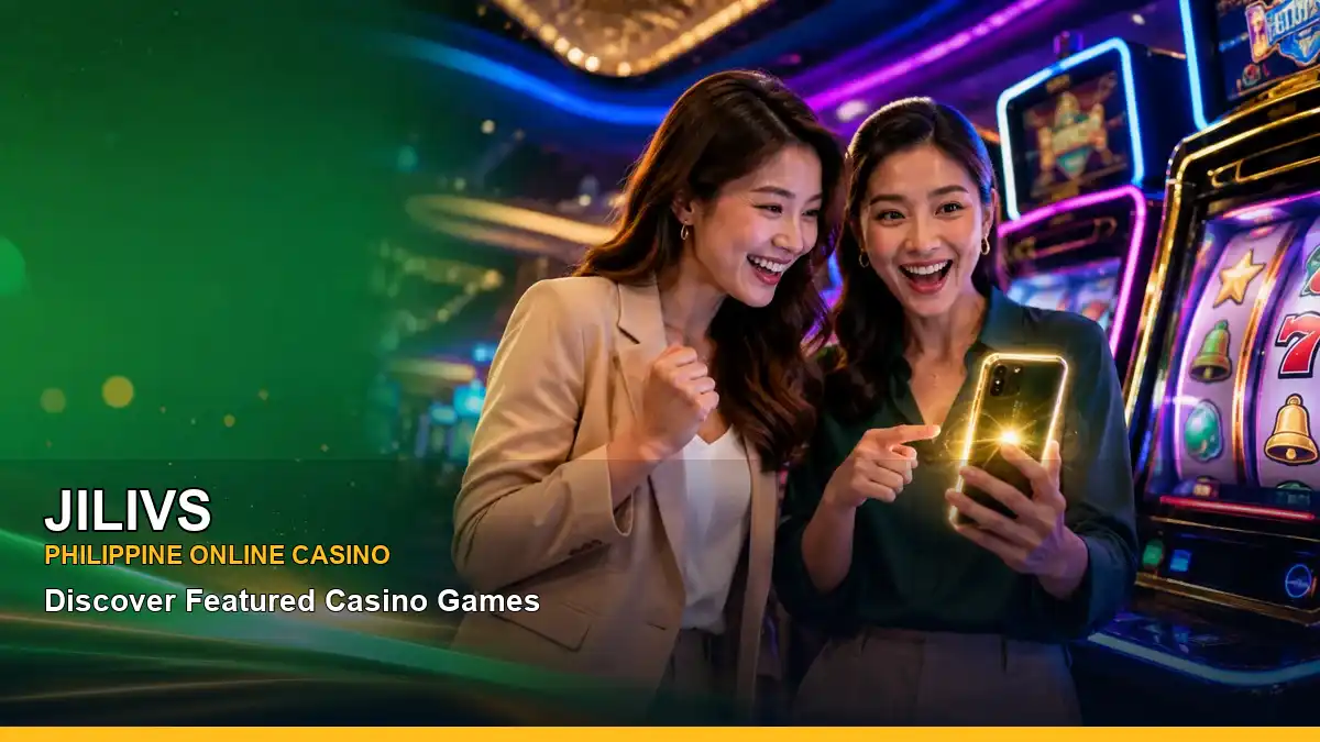 JILIVS casino first deposit rewards featuring an adult Filipina casino host with a radiant composition